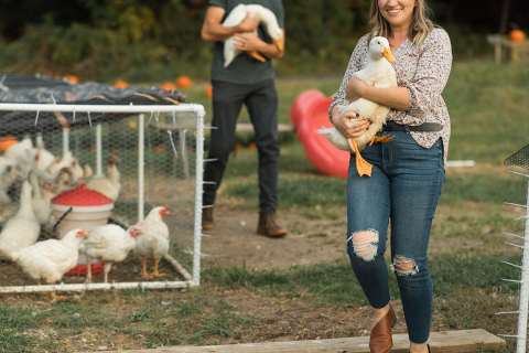 Fall is in full swing here in NJ, my first Fall Family session with Anna and Adam at their Farm House in Hackettstown NJ. Anna and Adam recently purchased their dream farm house on a 4 acres of land. This family of four now has chickens, ducks, birds, cats, a dog, sheep and plans to add many more to the list in the future. I had the honor of visiting Anna and Adam and their two beautiful children at their Farm the other day. I got much need vitamin D walking around the property, enjoying the foliage, running around with their kids and meeting all the farm animals. I sincerely enjoy photographing families now because there are no dull moments with kids, every moment is perfect! Fall family session at Anna and Adam’s Farm at Hackettstown NJ photographed by Karis from HeyKaris. 