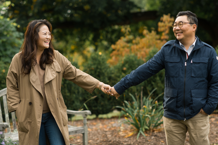 Esther and Thomas’ Fall family session at NJ Botanical Garden with three of their older children were so much to photograph since older kids tend to follow direction better. But I can not do cute little poses that I do with younger children. I thought to myself what would Wes Anderson do? Something more abstract and something fun. Bigger and older kids needed big actions and something not cheesy. Photographing older kids were bit challenging at first but I think we all had some fun and got some good photos for Esther and Thomas’ family. Esther and Thomas’ fall family session at NJ Botanical Garden photographed by Karis from Hey Karis. Photograph is like freezing time, motion in print, movie turned into a book.