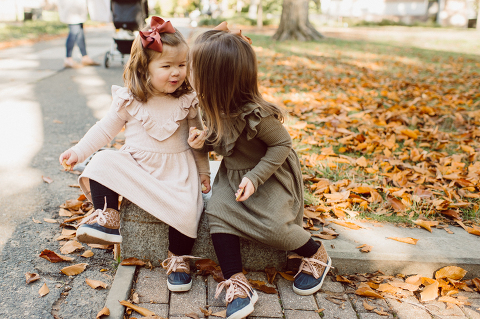 Weather was so amazing on the day I met Kristen and Anthony for their family session with three of their adorable daughters. Clare and Cass are the older two girls and from the moment I met them they showed me their fun personalities, l laughed, smiled and ran around Princeton University campus. I had such a fun time with the adorable D’Elia family.  Kristen and Anthony D’Elia Fall Family Session in Princeton University campus photographed by Karis from Hey Karis. Photograph is like freezing time, motion in print, movie turned into a book. 