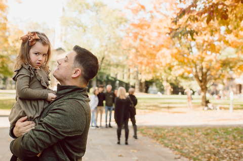 Weather was so amazing on the day I met Kristen and Anthony for their family session with three of their adorable daughters. Clare and Cass are the older two girls and from the moment I met them they showed me their fun personalities, l laughed, smiled and ran around Princeton University campus. I had such a fun time with the adorable D’Elia family.  Kristen and Anthony D’Elia Fall Family Session in Princeton University campus photographed by Karis from Hey Karis. Photograph is like freezing time, motion in print, movie turned into a book. 