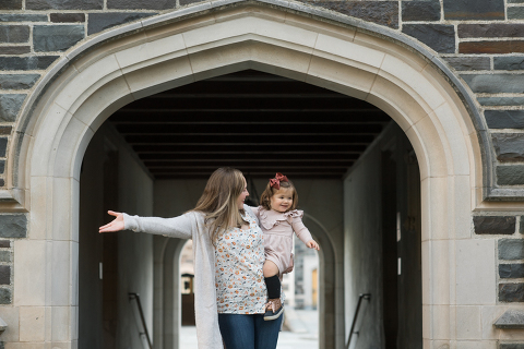 Weather was so amazing on the day I met Kristen and Anthony for their family session with three of their adorable daughters. Clare and Cass are the older two girls and from the moment I met them they showed me their fun personalities, l laughed, smiled and ran around Princeton University campus. I had such a fun time with the adorable D’Elia family.  Kristen and Anthony D’Elia Fall Family Session in Princeton University campus photographed by Karis from Hey Karis. Photograph is like freezing time, motion in print, movie turned into a book. 