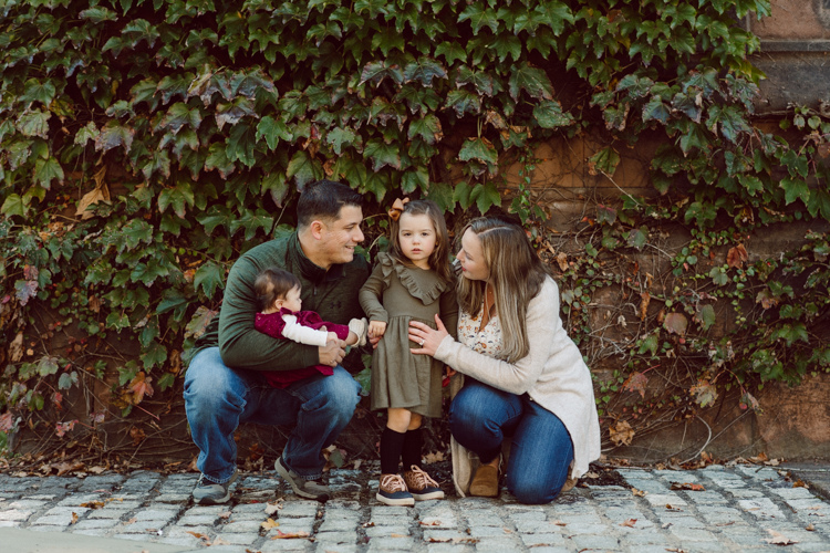 Weather was so amazing on the day I met Kristen and Anthony for their family session with three of their adorable daughters. Clare and Cass are the older two girls and from the moment I met them they showed me their fun personalities, l laughed, smiled and ran around Princeton University campus. I had such a fun time with the adorable D’Elia family. Kristen and Anthony D’Elia Fall Family Session in Princeton University campus photographed by Karis from Hey Karis. Photograph is like freezing time, motion in print, movie turned into a book.