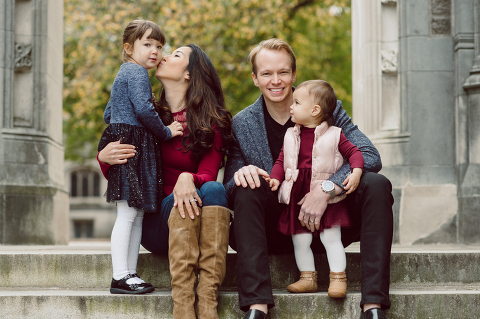 Windy morning spent at Princeton University Campus with Melissa, Joe, Everly and Cecilia. Everyone was bit cold and new to this family session but soon after how much fun and silly we can be during the photo session Everly warmed up, took her jacker off and ran. She ran, fell, hopped and would not stop posing for me. Till the moment we were ready to go home Everly posed, asked me to take more photos of her. Such a fun time with Bowen family during their family session at Princeton NJ photographed by Karis from Hey Karis. Photograph is like freezing time, motion in print, movie turned into a book. Now booking 2021 and 2022 weddings.