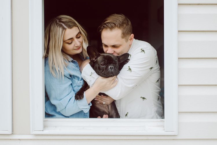 I photographed Andrea and Matt's wedding at The Rock Island Lake Club back in 2017, week ago I went to visit them at their house in Sparta NJ to photograph their little family of three. Andrea and Matt and their adorable french bull dog Lucy. I documented their day by walking Lucy, hanging out in the back with fire pit, hung out in the basement with all their pinball machines. Documenting day in the life of Andrea and Matt was such a delight. Andrea and Matt's day in the life captured by NY NJ Documentary Wedding Photographer Karis from Hey Karis, photographing your wedding, capturing your love and documenting your life.