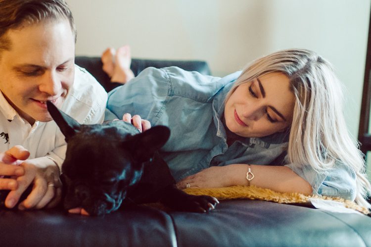 I photographed Andrea and Matt's wedding at The Rock Island Lake Club back in 2017, week ago I went to visit them at their house in Sparta NJ to photograph their little family of three. Andrea and Matt and their adorable french bull dog Lucy. I documented their day by walking Lucy, hanging out in the back with fire pit, hung out in the basement with all their pinball machines. Documenting day in the life of Andrea and Matt was such a delight. Andrea and Matt's day in the life captured by NY NJ Documentary Wedding Photographer Karis from Hey Karis, photographing your wedding, capturing your love and documenting your life.