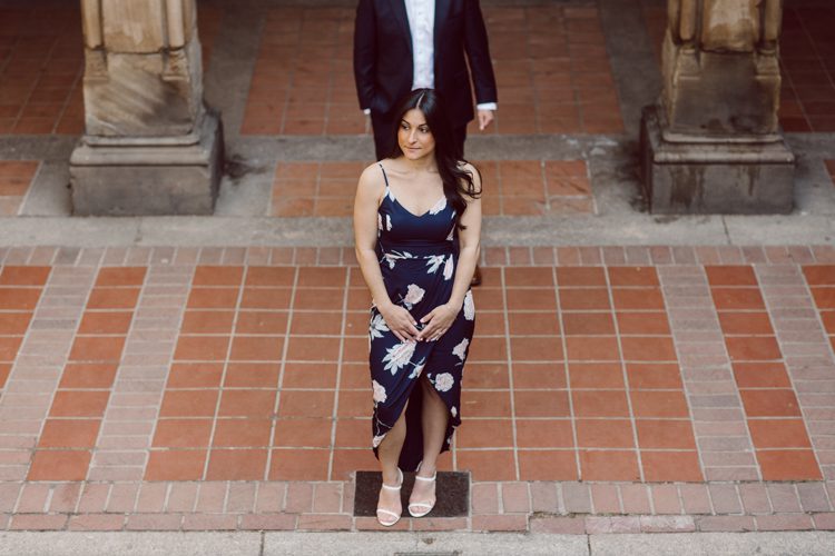 Bethesda Terrace Arcade in Central Park NY in my opinion alway so lovely. I saw Brianna and Joe standing in the middle of Bethesda Terrace next to the fountain. We walked right into the crowd of Central Park and started our engagement session. Cherry Blossoms were still in bloom along with all the spring blooms. Spring sun was brilliant and smiles on Brianna and Joe during the engagement session was so beautiful. Brianna and Joe's Bethesda Terrace Arcade in Central Park NY engagement session captured by NY NJ Weddings, Elopements and Family Photographer Karis.