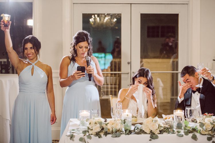 Brianna and Joe perfectly balances each other with their opposite personalities. Brianna quiet and calm and Joe loud and funny, they are the yin and yang to each other and together they create amazing chemistry. Joe's eyes literally sparkles when he is looking at her. Brianna and Joe's summer wedding at Trump National Golf Club Colts Neck NJ this past August was nothing but fun, filled with love and happy tears. Love is all we need in a wedding day! Brianna and Joe got married at ST. Mary’s Church in Colts Neck NJ then partied at Trump National Golf Club Colts Neck NJ. As soon as everyone was inside for the reception, the heavy grey clouds released a down pour washing the humidity away. Leaving cool evening for the newlyweds and their wedding guests to enjoy.  Brianna and Joe's wedding at Trump National Golf Club Colts Neck NJ photographed by Karis, NY NJ wedding and elopement photographer Hey Karis.