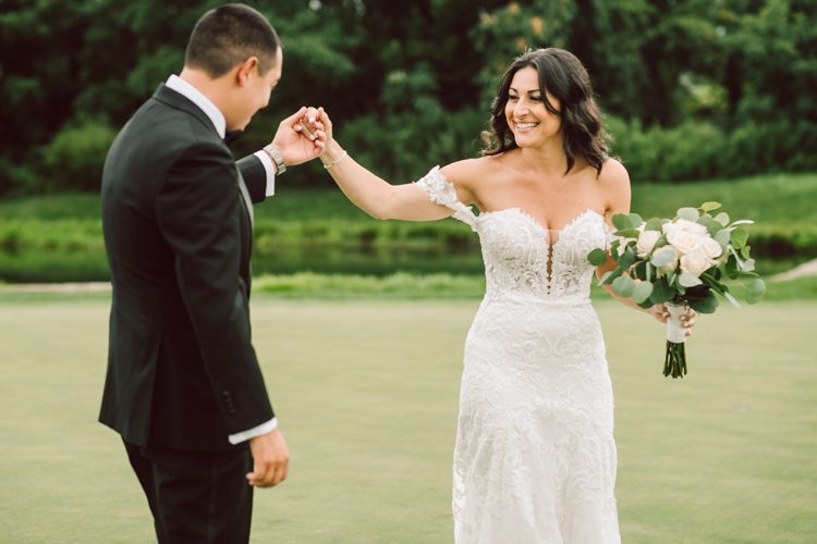 Brianna and Joe perfectly balances each other with their opposite personalities. Brianna quiet and calm and Joe loud and funny, they are the yin and yang to each other and together they create amazing chemistry. Joe's eyes literally sparkles when he is looking at her. Brianna and Joe's summer wedding at Trump National Golf Club Colts Neck NJ this past August was nothing but fun, filled with love and happy tears. Love is all we need in a wedding day! Brianna and Joe got married at ST. Mary’s Church in Colts Neck NJ then partied at Trump National Golf Club Colts Neck NJ. As soon as everyone was inside for the reception, the heavy grey clouds released a down pour washing the humidity away. Leaving cool evening for the newlyweds and their wedding guests to enjoy.  Brianna and Joe's wedding at Trump National Golf Club Colts Neck NJ photographed by Karis, NY NJ wedding and elopement photographer Hey Karis.