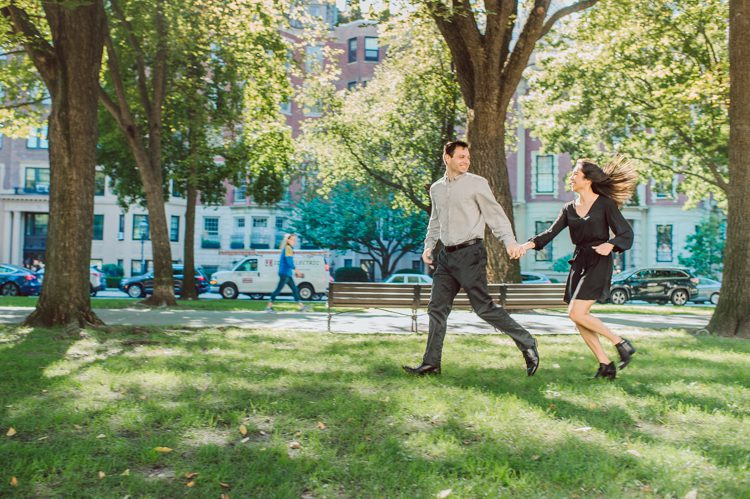 Flew to Cambridge Boston to hang out with Alexis and Kevin for their engagement session. Woke up 4am to catch 6am flight to Cambridge, Boston on a super busy Friday in October. Physically I was super tired but was super excited to meet Alexis and Kevin and also to shoot at a new environment other than NY & NJ. I felt Kevin and Alexis' kindness and warmth the moment I met Kevin when he came to pick me up at Boston Airport while Alexis was still getting ready for early morning engagement session. We drove around Alexis and Kevin's familiar places around Boston and we wrapped up the session at Life Alive Cafe where Alexis and Kevin had their first date during covid-19 lock down. They became each other's bubble friend then to being engaged. We all say if you survive COVID-19 lock down together you can do anything together! Alexis and Kevin's Boston Garden engagement session photographed by by Huson Valley, Catskills, NY and NJ Farm, Adventure Wedding and Elopement Photographer Karis | Hey Karis 