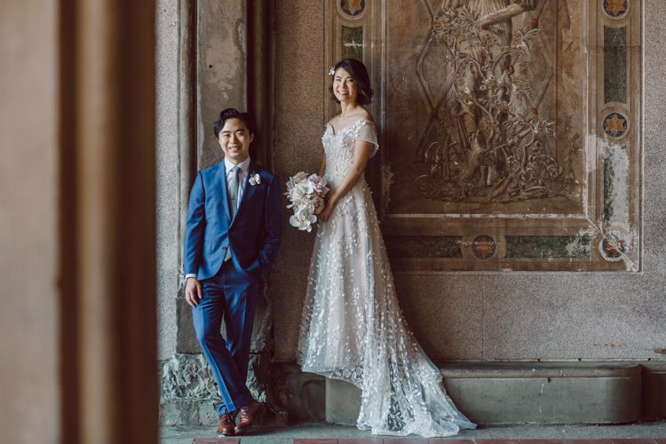 Monica and Will had a very simple intimate elopement planned at Central Park, NY then little reception with friends and parents are Instagram famous "Prince Tea House". Monica and Will's first look took place by Bethesda Fountain along with their beloved pup Appa (white fluffy Bichon Frise) We walked around Bethesda Fountain/Arcade getting some wedding portraits for Monica, Will and Appa then we walked towards Cop-Cot Central Park for Monica and Will's super intimate wedding ceremony officiated by his brother and joined by their parents, siblings and one friend. This super mini wedding ceremony was straight to the point and quick! At Prince Tea House about 20-30 friends of Monica and Will joined to celebrate the newly weds over some tea, biscuits and sandwiches. Monica and Will's Cop-Cot Central Park elopement, Prince Tea House wedding reception photographed by NYC elopement, Hudson Valley, Catskills, NY and NJ Farm, Adventure Wedding and Elopement Photographer Karis | Hey Karis