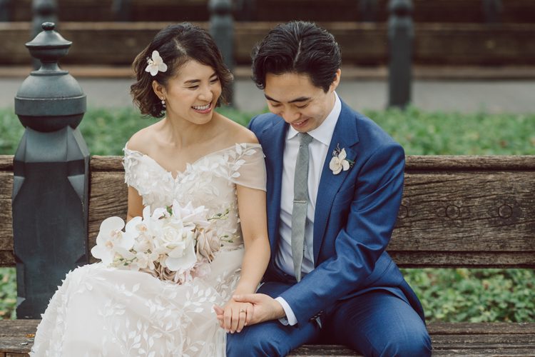 Monica and Will had a very simple intimate elopement planned at Central Park, NY then little reception with friends and parents are Instagram famous "Prince Tea House". Monica and Will's first look took place by Bethesda Fountain along with their beloved pup Appa (white fluffy Bichon Frise) We walked around Bethesda Fountain/Arcade getting some wedding portraits for Monica, Will and Appa then we walked towards Cop-Cot Central Park for Monica and Will's super intimate wedding ceremony officiated by his brother and joined by their parents, siblings and one friend. This super mini wedding ceremony was straight to the point and quick! At Prince Tea House about 20-30 friends of Monica and Will joined to celebrate the newly weds over some tea, biscuits and sandwiches. Monica and Will's Cop-Cot Central Park elopement, Prince Tea House wedding reception photographed by NYC elopement, Hudson Valley, Catskills, NY and NJ Farm, Adventure Wedding and Elopement Photographer Karis | Hey Karis