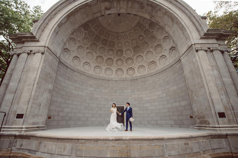 Monica and Will had a very simple intimate elopement planned at Central Park, NY then little reception with friends and parents are Instagram famous "Prince Tea House". Monica and Will's first look took place by Bethesda Fountain along with their beloved pup Appa (white fluffy Bichon Frise) We walked around Bethesda Fountain/Arcade getting some wedding portraits for Monica, Will and Appa then we walked towards Cop-Cot Central Park for Monica and Will's super intimate wedding ceremony officiated by his brother and joined by their parents, siblings and one friend. This super mini wedding ceremony was straight to the point and quick! At Prince Tea House about 20-30 friends of Monica and Will joined to celebrate the newly weds over some tea, biscuits and sandwiches. Monica and Will's Cop-Cot Central Park elopement, Prince Tea House wedding reception photographed by NYC elopement, Hudson Valley, Catskills, NY and NJ Farm, Adventure Wedding and Elopement Photographer Karis | Hey Karis 