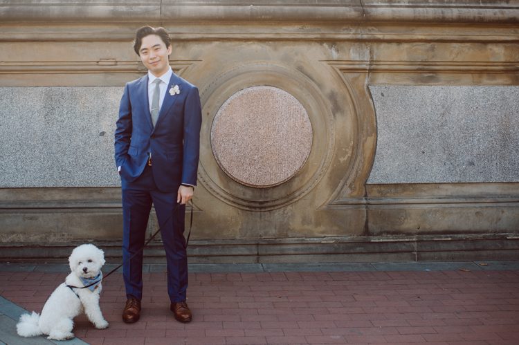 Monica and Will had a very simple intimate elopement planned at Central Park, NY then little reception with friends and parents are Instagram famous "Prince Tea House". Monica and Will's first look took place by Bethesda Fountain along with their beloved pup Appa (white fluffy Bichon Frise) We walked around Bethesda Fountain/Arcade getting some wedding portraits for Monica, Will and Appa then we walked towards Cop-Cot Central Park for Monica and Will's super intimate wedding ceremony officiated by his brother and joined by their parents, siblings and one friend. This super mini wedding ceremony was straight to the point and quick! At Prince Tea House about 20-30 friends of Monica and Will joined to celebrate the newly weds over some tea, biscuits and sandwiches. Monica and Will's Cop-Cot Central Park elopement, Prince Tea House wedding reception photographed by NYC elopement, Hudson Valley, Catskills, NY and NJ Farm, Adventure Wedding and Elopement Photographer Karis | Hey Karis
