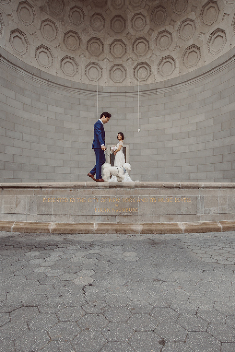 Monica and Will had a very simple intimate elopement planned at Central Park, NY then little reception with friends and parents are Instagram famous "Prince Tea House". Monica and Will's first look took place by Bethesda Fountain along with their beloved pup Appa (white fluffy Bichon Frise) We walked around Bethesda Fountain/Arcade getting some wedding portraits for Monica, Will and Appa then we walked towards Cop-Cot Central Park for Monica and Will's super intimate wedding ceremony officiated by his brother and joined by their parents, siblings and one friend. This super mini wedding ceremony was straight to the point and quick! At Prince Tea House about 20-30 friends of Monica and Will joined to celebrate the newly weds over some tea, biscuits and sandwiches. Monica and Will's Cop-Cot Central Park elopement, Prince Tea House wedding reception photographed by NYC elopement, Hudson Valley, Catskills, NY and NJ Farm, Adventure Wedding and Elopement Photographer Karis | Hey Karis 