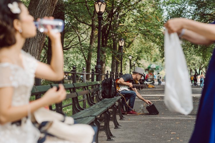 Monica and Will had a very simple intimate elopement planned at Central Park, NY then little reception with friends and parents are Instagram famous "Prince Tea House". Monica and Will's first look took place by Bethesda Fountain along with their beloved pup Appa (white fluffy Bichon Frise) We walked around Bethesda Fountain/Arcade getting some wedding portraits for Monica, Will and Appa then we walked towards Cop-Cot Central Park for Monica and Will's super intimate wedding ceremony officiated by his brother and joined by their parents, siblings and one friend. This super mini wedding ceremony was straight to the point and quick! At Prince Tea House about 20-30 friends of Monica and Will joined to celebrate the newly weds over some tea, biscuits and sandwiches. Monica and Will's Cop-Cot Central Park elopement, Prince Tea House wedding reception photographed by NYC elopement, Hudson Valley, Catskills, NY and NJ Farm, Adventure Wedding and Elopement Photographer Karis | Hey Karis