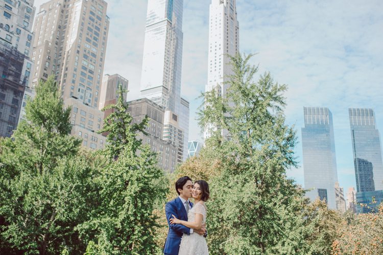 Monica and Will had a very simple intimate elopement planned at Central Park, NY then little reception with friends and parents are Instagram famous "Prince Tea House". Monica and Will's first look took place by Bethesda Fountain along with their beloved pup Appa (white fluffy Bichon Frise) We walked around Bethesda Fountain/Arcade getting some wedding portraits for Monica, Will and Appa then we walked towards Cop-Cot Central Park for Monica and Will's super intimate wedding ceremony officiated by his brother and joined by their parents, siblings and one friend. This super mini wedding ceremony was straight to the point and quick! At Prince Tea House about 20-30 friends of Monica and Will joined to celebrate the newly weds over some tea, biscuits and sandwiches. Monica and Will's Cop-Cot Central Park elopement, Prince Tea House wedding reception photographed by NYC elopement, Hudson Valley, Catskills, NY and NJ Farm, Adventure Wedding and Elopement Photographer Karis | Hey Karis