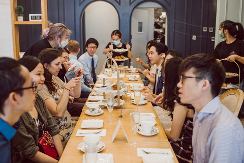 Monica and Will had a very simple intimate elopement planned at Central Park, NY then little reception with friends and parents are Instagram famous "Prince Tea House". Monica and Will's first look took place by Bethesda Fountain along with their beloved pup Appa (white fluffy Bichon Frise) We walked around Bethesda Fountain/Arcade getting some wedding portraits for Monica, Will and Appa then we walked towards Cop-Cot Central Park for Monica and Will's super intimate wedding ceremony officiated by his brother and joined by their parents, siblings and one friend. This super mini wedding ceremony was straight to the point and quick! At Prince Tea House about 20-30 friends of Monica and Will joined to celebrate the newly weds over some tea, biscuits and sandwiches. Monica and Will's Cop-Cot Central Park elopement, Prince Tea House wedding reception photographed by NYC elopement, Hudson Valley, Catskills, NY and NJ Farm, Adventure Wedding and Elopement Photographer Karis | Hey Karis 