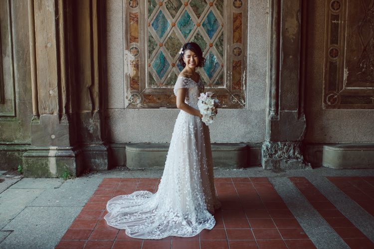 Monica and Will had a very simple intimate elopement planned at Central Park, NY then little reception with friends and parents are Instagram famous "Prince Tea House". Monica and Will's first look took place by Bethesda Fountain along with their beloved pup Appa (white fluffy Bichon Frise) We walked around Bethesda Fountain/Arcade getting some wedding portraits for Monica, Will and Appa then we walked towards Cop-Cot Central Park for Monica and Will's super intimate wedding ceremony officiated by his brother and joined by their parents, siblings and one friend. This super mini wedding ceremony was straight to the point and quick! At Prince Tea House about 20-30 friends of Monica and Will joined to celebrate the newly weds over some tea, biscuits and sandwiches. Monica and Will's Cop-Cot Central Park elopement, Prince Tea House wedding reception photographed by NYC elopement, Hudson Valley, Catskills, NY and NJ Farm, Adventure Wedding and Elopement Photographer Karis | Hey Karis