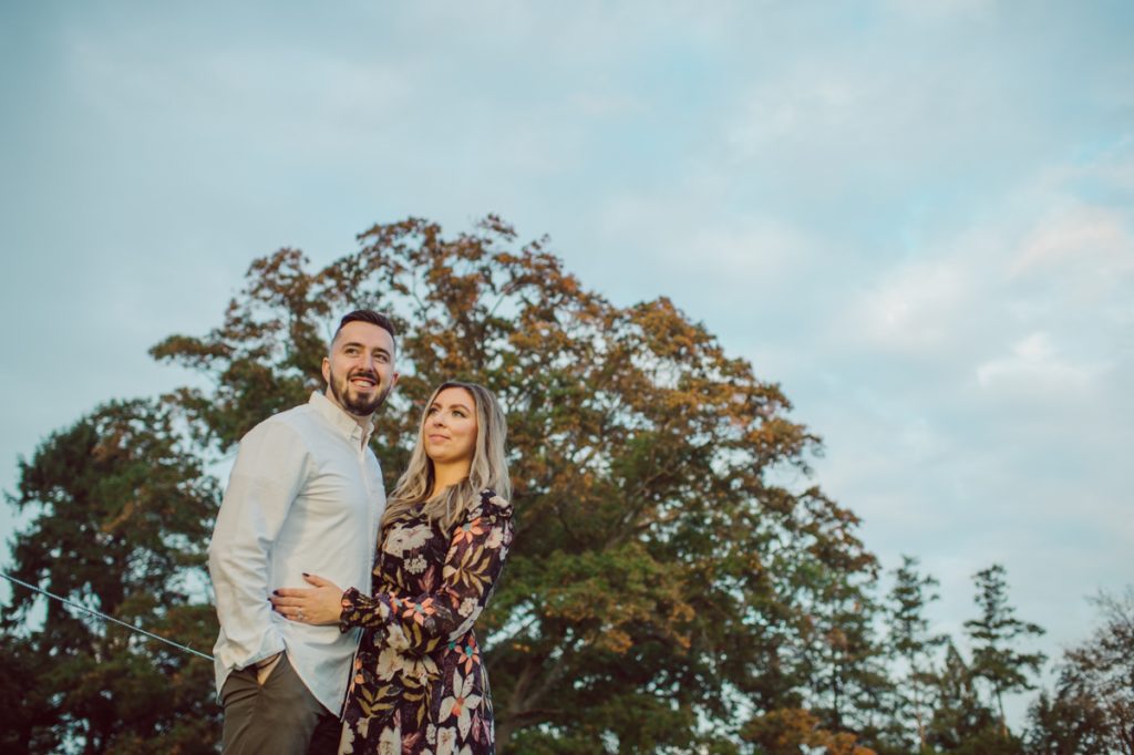 Samantha and Mike met while attending Monmouth University in West Long Branch, NJ. Sam and Mike's relationship wasn't a romantic one in the beginning but slowly they felt love for each other and one perfect day they became a couple. For their Fall engagement session, Sam and Mike decided to visit their old campus for their engagement session where it all began for them. Sam and Mike's Monmouth University Engagement photographed by NYC elopement, Hudson Valley, Catskills, NY and NJ, Farm, Adventure Wedding and Elopement Photographer Karis | Hey Karis