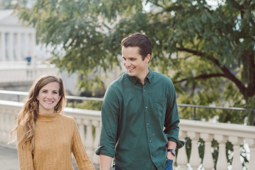 Took a peaceful one hour drive to Philadelphia early Sunday morning to meet with Lisa and John at Fairmount Water Works in Philadelphia PA for Lisa and John's engagement session. Lisa and John recently moved to Boston, but took a short weekend trip back to their old home city to get their engagement session. Lisa and John's Fairmount Water Works Philadelphia engagement photographed by NYC elopement, Hudson Valley, Catskills, NY and NJ, Farm, Adventure Wedding and Elopement Photographer Karis | Hey Karis