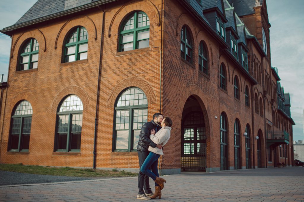 Jackie and Aron moved to the NYC from Hoboken and Jersey City area. And remembered loving the view of NYC from Liberty State Park so we chose Liberty State Park for their engagement session. It was one of the colder day in November but Jackie and Aron took the cold breeze like a champ and we created some rocking engagement photos. Jackie and Aron's Liberty State Park Jersey City NJ photographed by Hudson Valley, Catskills, NYC and NJ, Fun Wedding and Intimate Elopement Photographer | Hey Karis.