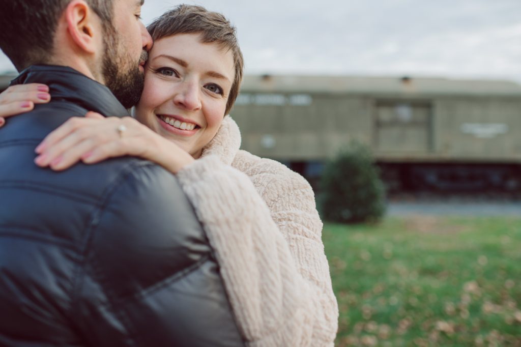 Jackie and Aron moved to the NYC from Hoboken and Jersey City area. And remembered loving the view of NYC from Liberty State Park so we chose Liberty State Park for their engagement session. It was one of the colder day in November but Jackie and Aron took the cold breeze like a champ and we created some rocking engagement photos. Jackie and Aron's Liberty State Park Jersey City NJ photographed by Hudson Valley, Catskills, NYC and NJ, Fun Wedding and Intimate Elopement Photographer | Hey Karis.