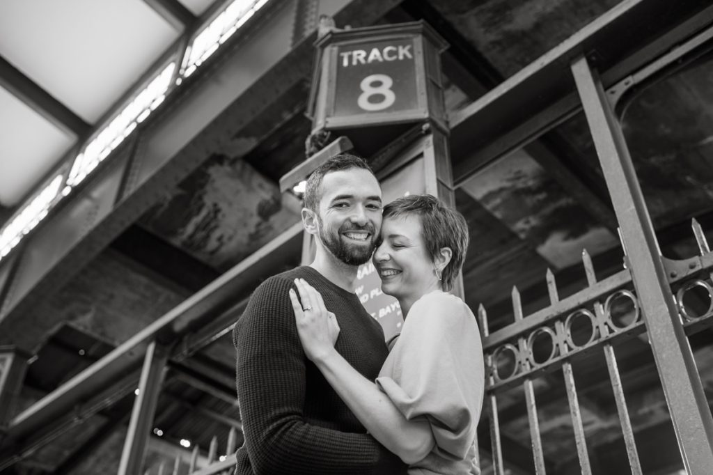 Jackie and Aron moved to the NYC from Hoboken and Jersey City area. And remembered loving the view of NYC from Liberty State Park so we chose Liberty State Park for their engagement session. It was one of the colder day in November but Jackie and Aron took the cold breeze like a champ and we created some rocking engagement photos. Jackie and Aron's Liberty State Park Jersey City NJ photographed by Hudson Valley, Catskills, NYC and NJ, Fun Wedding and Intimate Elopement Photographer | Hey Karis.
