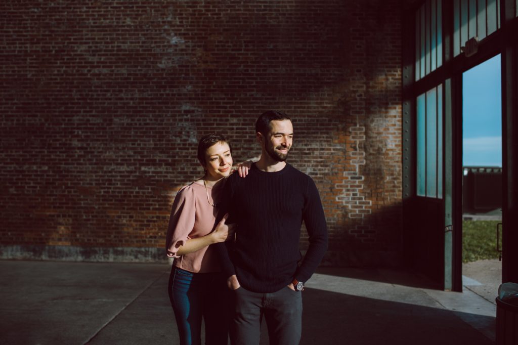 Jackie and Aron moved to the NYC from Hoboken and Jersey City area. And remembered loving the view of NYC from Liberty State Park so we chose Liberty State Park for their engagement session. It was one of the colder day in November but Jackie and Aron took the cold breeze like a champ and we created some rocking engagement photos. Jackie and Aron's Liberty State Park Jersey City NJ photographed by Hudson Valley, Catskills, NYC and NJ, Fun Wedding and Intimate Elopement Photographer | Hey Karis.
