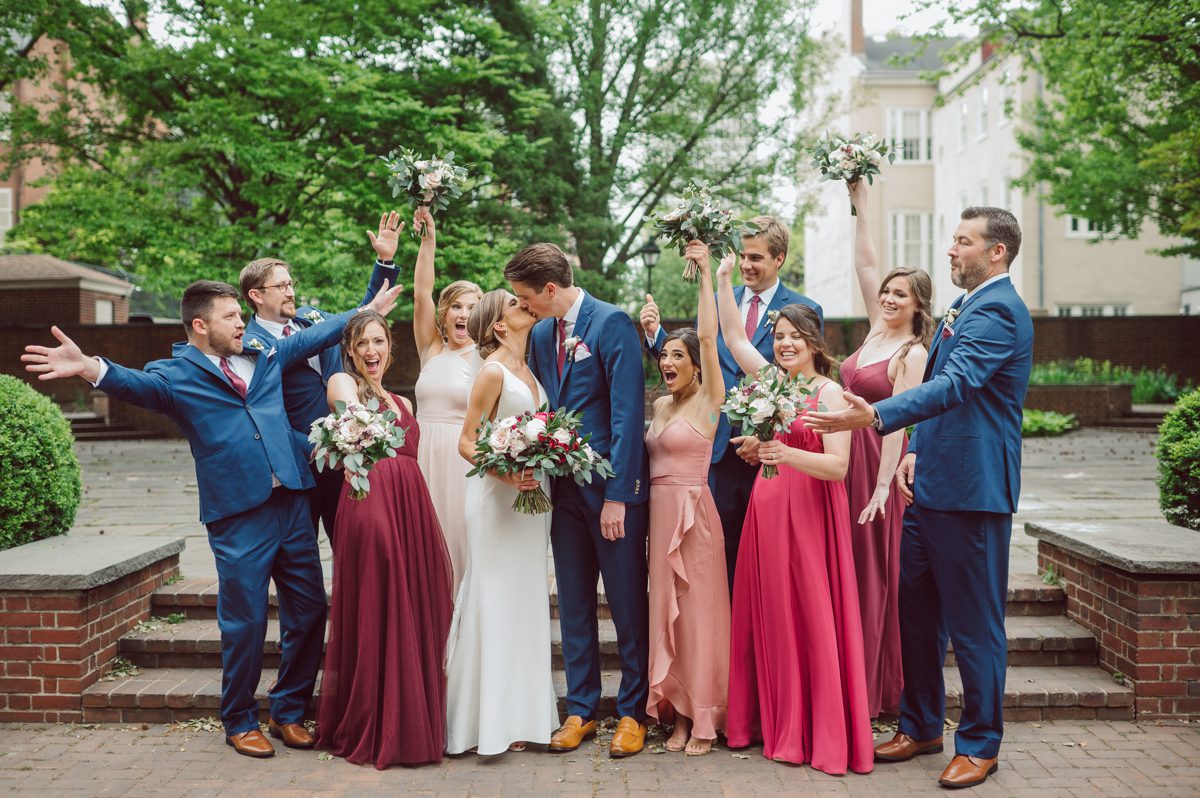  Lisa and Jon each got ready downtown Philly. Lisa at Philadelphia Marriott Old City and Jon at an airbnb on Ludlow Street Philly. Lisa and Jon got photo permit to all the gardens and landmarks near Union Trust. First look at 18th Century Garden then wedding photos at Rose Garden, Merchants Exchange Building, Front steps of First Bank and final photos in front of City Hall. Then we headed back to Union Trust to get Lisa and Jon married then to party like rock stars! Lisa and Jon's Union Trust Philadelphia wedding captured by Hey Karis is NY, NJ, Brooklyn, Hudson Valley and Catskills Wedding and Elopement Photographer.