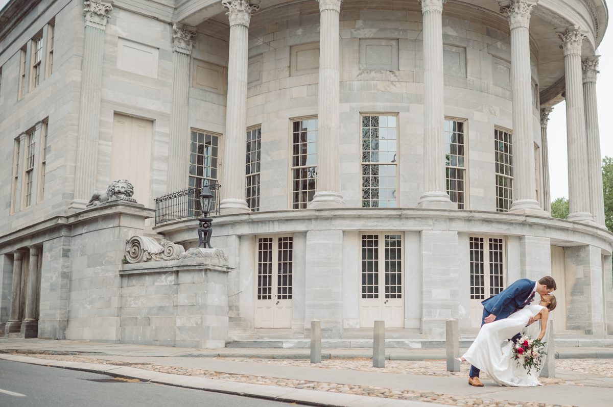  Lisa and Jon each got ready downtown Philly. Lisa at Philadelphia Marriott Old City and Jon at an airbnb on Ludlow Street Philly. Lisa and Jon got photo permit to all the gardens and landmarks near Union Trust. First look at 18th Century Garden then wedding photos at Rose Garden, Merchants Exchange Building, Front steps of First Bank and final photos in front of City Hall. Then we headed back to Union Trust to get Lisa and Jon married then to party like rock stars! Lisa and Jon's Union Trust Philadelphia wedding captured by Hey Karis is NY, NJ, Brooklyn, Hudson Valley and Catskills Wedding and Elopement Photographer.