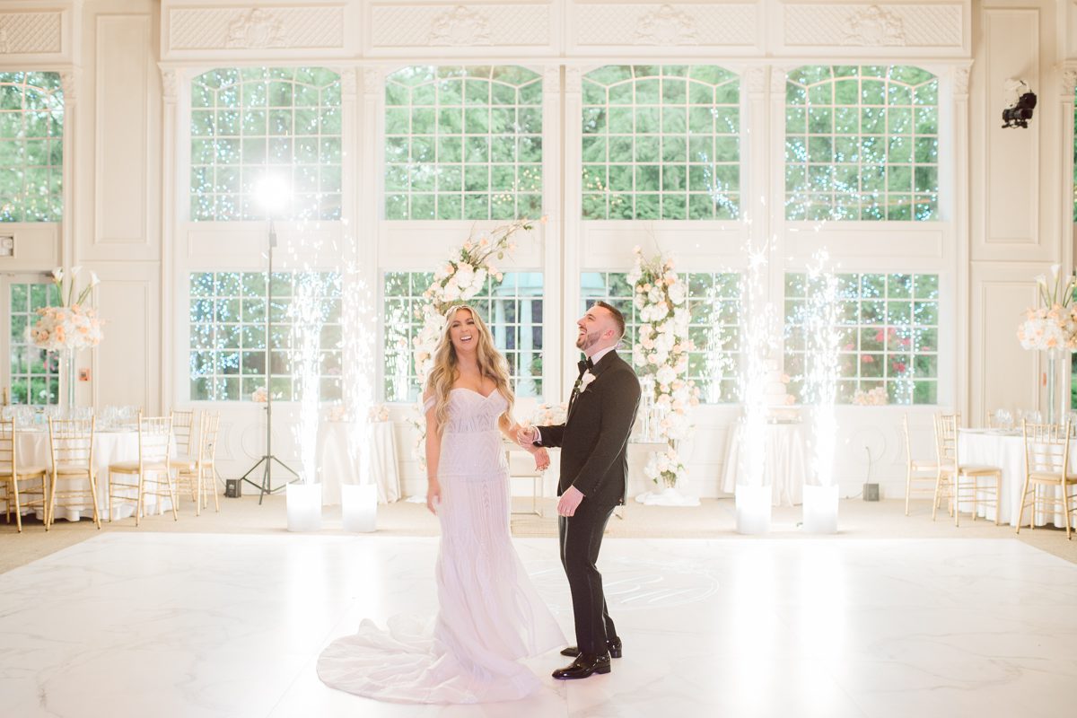 At Florentine Gardens in River Vale NJ celebrating Sam and Mike's wedding. Here at Florentine Gardens you'll get your amazing ballroom, gorgeous landscaped garden and during Sam and Mike's wedding day the roses were in full bloom it was truly beautiful. With roses in full bloom at the rose garden in Florentine Gardens, Sam and Mike's outdoor wedding ceremony was gorgeous bit hot but so gorgeous. And we were fully able to enjoy the roses during Sam and Mike's wedding portrait session. Sam and Mike's Florentine Gardens, NJ wedding captured by Karis from Hey Karis NY, NJ, Brooklyn, Hudson Valley and Catskills Wedding and Elopement Photographer.