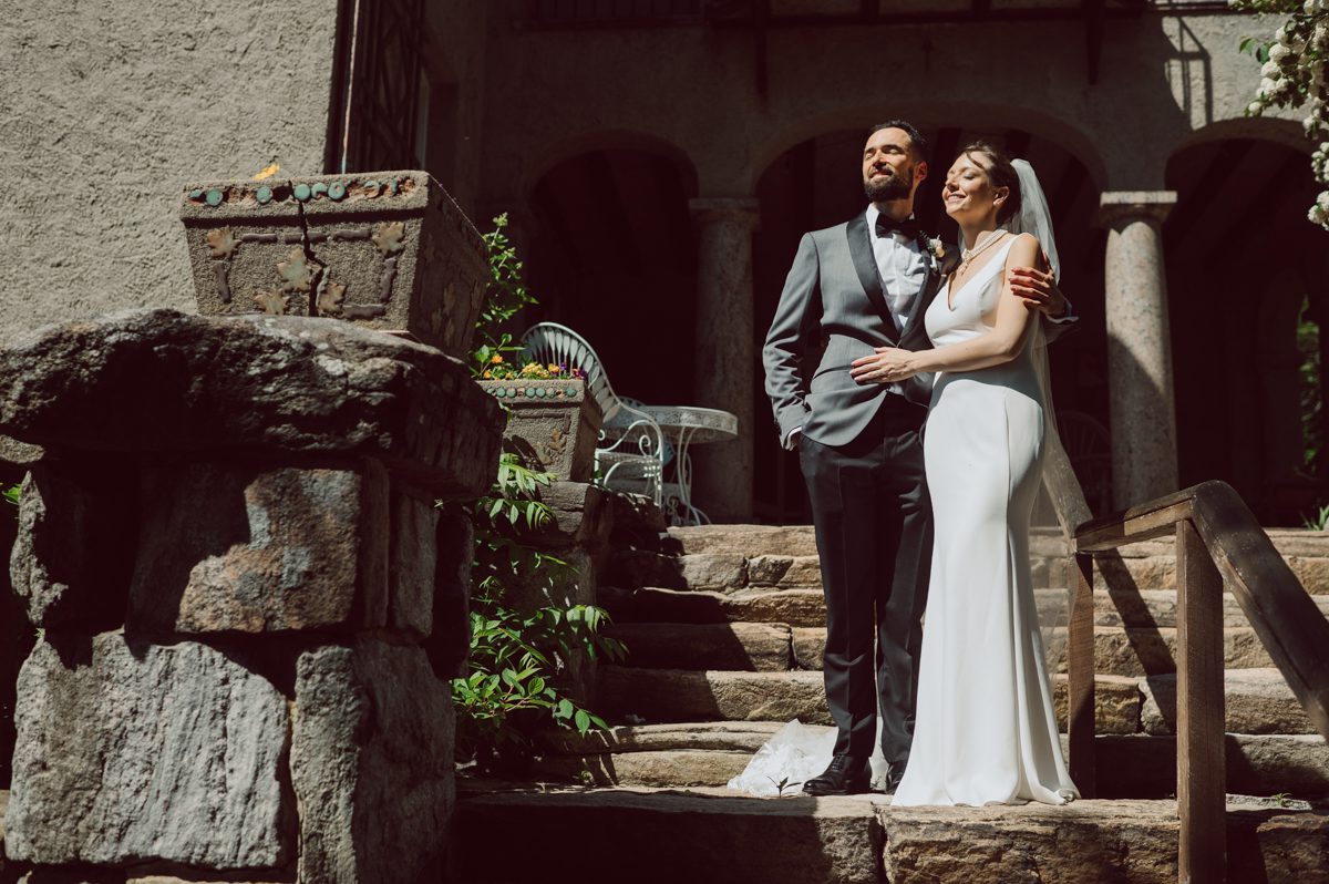 Arrow Park, a wedding venue located in Monroe NY along the Hudson Valley is truly a magical place to celebrate your wedding in a relaxing environment. Your family and friends will appreciate this unplug, retreat type of environment surrounded by nature, historic mansion with courtyard for an outdoor wedding under cafe lights, Arrow Lake, and beautiful garden. I love this place, I can come here every weekend! And Jackie and Aron were the perfect couple for this magical venue to get married and dance away the beautiful summer evening under the cafe light in their courtyard. It was like a scene from a movie, or a wedding from chateau in Italy. Jackie and Aron's Arrow Park, NY Hudson Valley NY wedding captured by Karis from Hey Karis NY, NJ, Brooklyn, Hudson Valley and Catskills Wedding and Elopement Photographer.