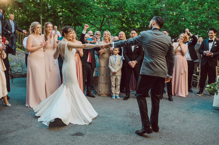 Arrow Park, a wedding venue located in Monroe NY along the Hudson Valley is truly a magical place to celebrate your wedding in a relaxing environment. Your family and friends will appreciate this unplug, retreat type of environment surrounded by nature, historic mansion with courtyard for an outdoor wedding under cafe lights, Arrow Lake, and beautiful garden. I love this place, I can come here every weekend! And Jackie and Aron were the perfect couple for this magical venue to get married and dance away the beautiful summer evening under the cafe light in their courtyard. It was like a scene from a movie, or a wedding from chateau in Italy. Jackie and Aron's Arrow Park, NY Hudson Valley NY wedding captured by Karis from Hey Karis NY, NJ, Brooklyn, Hudson Valley and Catskills Wedding and Elopement Photographer.