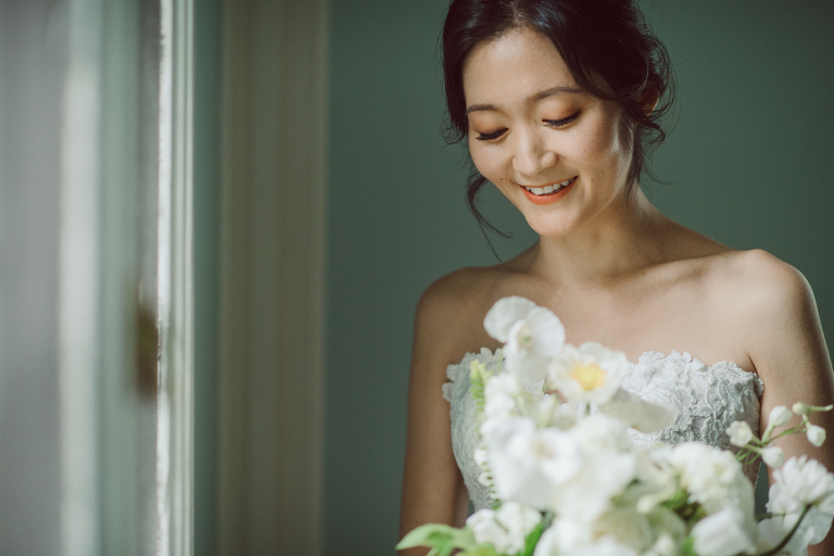 It was misting a bit while I was driving on the morning of Sunny and David's wedding at The Inn at Fernbrook Farms. The greens looked so vibrant and lovely when it's raining, at at The Inn at Fernbrook Farms all the trees, grass and all the greens were so rich. Excited to celebrate Sunny and David and create with them at this cute farm, the inn where Sunny and David will be getting ready and celebrate with their family and friends. Sunny and David did not have a long big wedding because it was not them. They also didn't have any wedding or bridal party. This low key, casual but intimate and real was what Sunny and David wanted in their wedding day and that is exactly what they got. The Inn at Fernbrook Farms Sunny and David's intimate wedding captured by Karis from Hey Karis NY, NJ, Brooklyn, Hudson Valley and Catskills Wedding and Elopement Photographer.