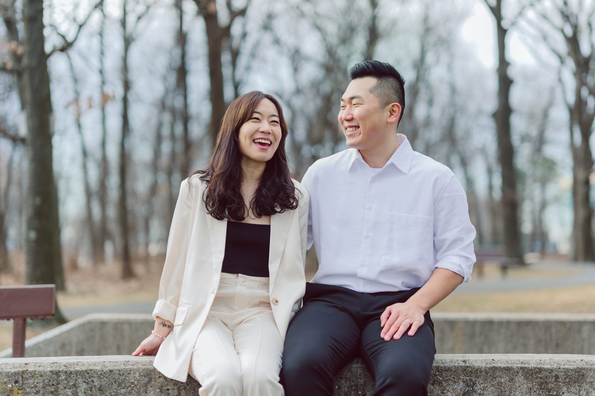 Kicking off 2023 engagement season with Chloe and Bosco's Fort Lee, NJ engagement session. We first met at Ross Dock Picnic Area in Fort Lee with GW bridge in the background to Fort Lee Historic Park where we can get closer shot of GW Bridge. Chloe and Bosco even thought it was bit chilly and windy did amazing listening and following all my weird and funny directions where I did some traditional classic couple's poses then fun, action shots. Chloe and Bosco's Fort Lee NJ engagement session captured by Karis from Hey Karis NY, NJ, Brooklyn, Hudson Valley and Catskills Wedding and Elopement Photographer.
