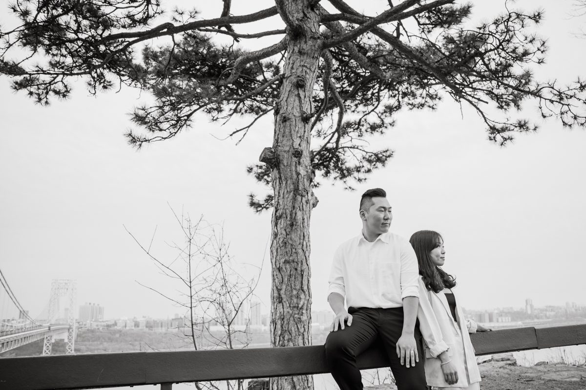 Kicking off 2023 engagement season with Chloe and Bosco's Fort Lee, NJ engagement session. We first met at Ross Dock Picnic Area in Fort Lee with GW bridge in the background to Fort Lee Historic Park where we can get closer shot of GW Bridge. Chloe and Bosco even thought it was bit chilly and windy did amazing listening and following all my weird and funny directions where I did some traditional classic couple's poses then fun, action shots. Chloe and Bosco's Fort Lee NJ engagement session captured by Karis from Hey Karis NY, NJ, Brooklyn, Hudson Valley and Catskills Wedding and Elopement Photographer.
