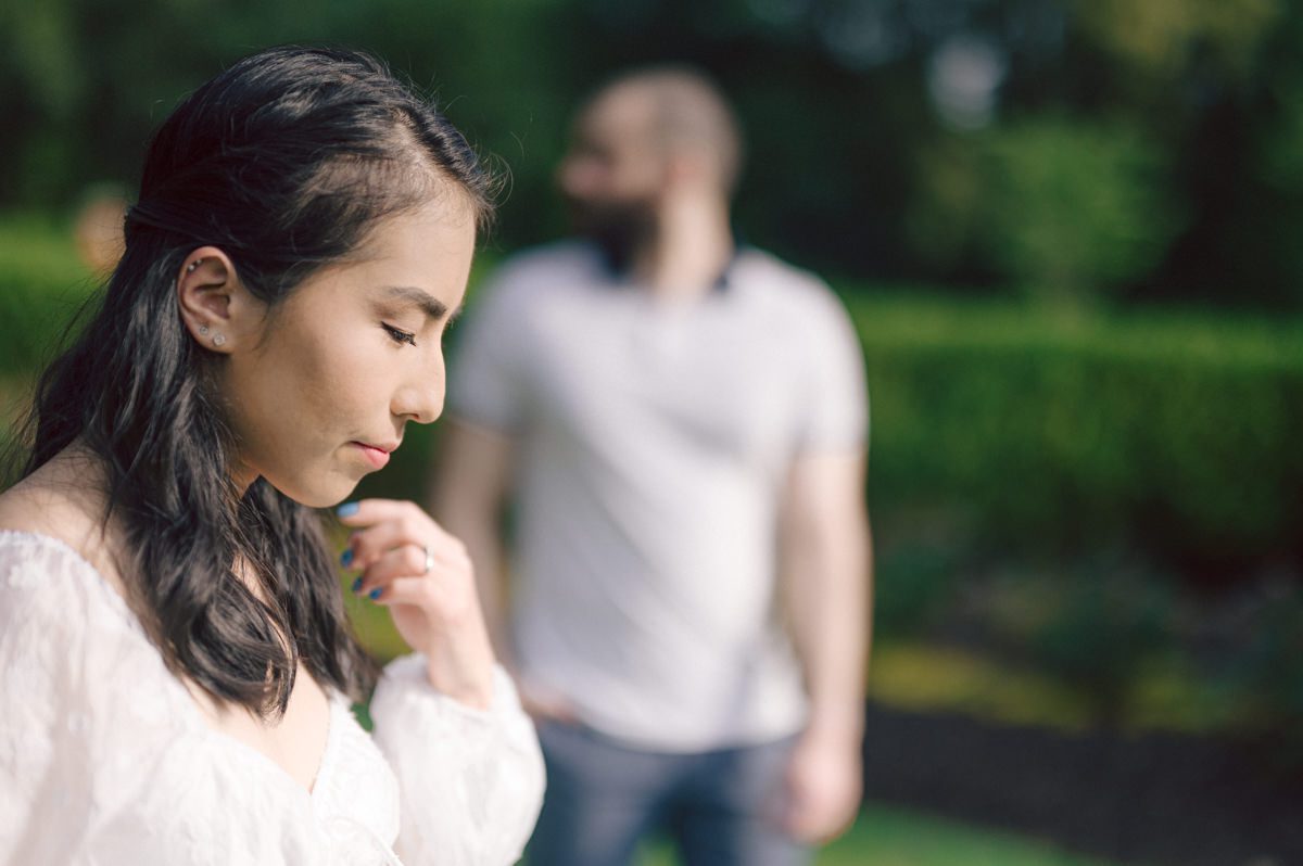 Ari and Kevin reached out with an intimate wedding plans and was pretty much ready to book me as soon as they got on the phone. Most intimate wedding couples opt out of engagement session but Ari knew she wanted an engagement session to celebrate their love before their intimate wedding in August. Ari and Kevin have very active lifestyle where they go climbing, hiking, running, etc...so by default they wanted an outdoor natury engagement session. We chose to meet at the botanical garden. Since we are in the middle of hot summer, we all agreed on early session when the park opened but even than 30mins into the engagement session it got real hot and humid. Ari not so much but Kevin was definitely started sweating. But Ari and Kevin along with their Corgi named Echo did amazing, we had so much fun as you can see from these photos of Ari, Kevin and Echo. Ari and Kevin's Botanical Garden engagement documented by by Karis | Hey Karis | Catskills, Hudson Valley NY elopement and wedding photographer | Brooklyn NY elopement and wedding photographer | Manhattan NY elopement and wedding photographer | Hey Karis is fun documentary wedding and elopement photographer.