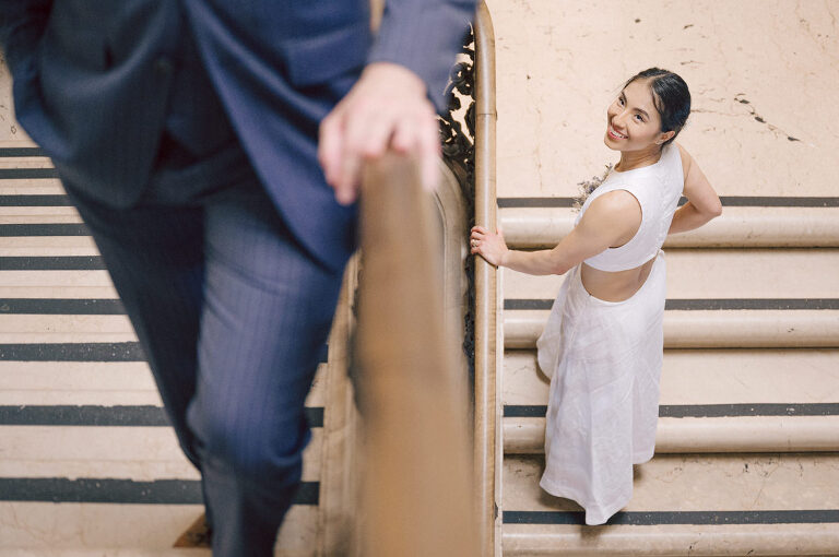 Ari and Kevin are big nature lovers, and they love the outdoors. For their intimate elopement they chose James A McFaul Environmental Center for their intimate wedding ceremony joined by their immediate family. Total of 10 people standing around Ari and Kevin surrounded by nature Ari & Kevin's sweetest wedding ceremony was held. Ari and Kevin looked at each other with the sweetest smiles it almost melted us. After the sweetest wedding ceremony at James A McFaul Environmental Center I took some wedding photos of Ari and Kevin then we left for Ari and Kevin's small and intimate dinner with family at Jockey Hollow Bar & Kitchen Morristown NJ. Morristown is such a beautiful town, and in front of Jockey Hollow Bar & Kitchen is such a picturesque backdrop with long water fountain, trees and flowers. So before Ari and Kevin sat down for their intimate dinner with family we walked around Morristown for quick photos. Then all 10 of them sat down in a private room at Jockey Hollow Bar & Kitchen to celebrate Ari and Kevin's union. Air and Kevin's James A McFaul Environmental Center and Jockey Hollow Bar & Kitchen Morristown NJ Elopement documented by by Karis | Hey Karis | Catskills, Hudson Valley NY elopement and wedding photographer | Brooklyn NY elopement and wedding photographer | Manhattan NY elopement and wedding photographer | Hey Karis is fun documentary wedding and elopement photographer.