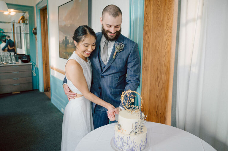 Ari and Kevin are big nature lovers, and they love the outdoors. For their intimate elopement they chose James A McFaul Environmental Center for their intimate wedding ceremony joined by their immediate family. Total of 10 people standing around Ari and Kevin surrounded by nature Ari & Kevin's sweetest wedding ceremony was held. Ari and Kevin looked at each other with the sweetest smiles it almost melted us. After the sweetest wedding ceremony at James A McFaul Environmental Center I took some wedding photos of Ari and Kevin then we left for Ari and Kevin's small and intimate dinner with family at Jockey Hollow Bar & Kitchen Morristown NJ. Morristown is such a beautiful town, and in front of Jockey Hollow Bar & Kitchen is such a picturesque backdrop with long water fountain, trees and flowers. So before Ari and Kevin sat down for their intimate dinner with family we walked around Morristown for quick photos. Then all 10 of them sat down in a private room at Jockey Hollow Bar & Kitchen to celebrate Ari and Kevin's union. Air and Kevin's James A McFaul Environmental Center and Jockey Hollow Bar & Kitchen Morristown NJ Elopement documented by by Karis | Hey Karis | Catskills, Hudson Valley NY elopement and wedding photographer | Brooklyn NY elopement and wedding photographer | Manhattan NY elopement and wedding photographer | Hey Karis is fun documentary wedding and elopement photographer.