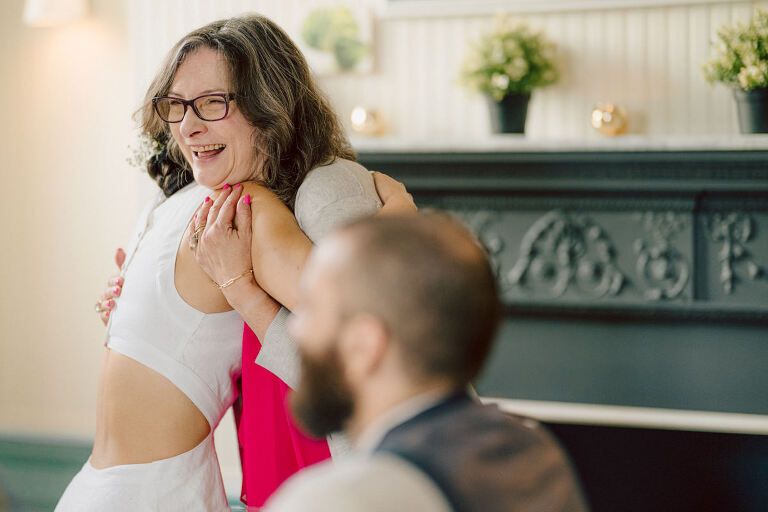 Ari and Kevin are big nature lovers, and they love the outdoors. For their intimate elopement they chose James A McFaul Environmental Center for their intimate wedding ceremony joined by their immediate family. Total of 10 people standing around Ari and Kevin surrounded by nature Ari & Kevin's sweetest wedding ceremony was held. Ari and Kevin looked at each other with the sweetest smiles it almost melted us. After the sweetest wedding ceremony at James A McFaul Environmental Center I took some wedding photos of Ari and Kevin then we left for Ari and Kevin's small and intimate dinner with family at Jockey Hollow Bar & Kitchen Morristown NJ. Morristown is such a beautiful town, and in front of Jockey Hollow Bar & Kitchen is such a picturesque backdrop with long water fountain, trees and flowers. So before Ari and Kevin sat down for their intimate dinner with family we walked around Morristown for quick photos. Then all 10 of them sat down in a private room at Jockey Hollow Bar & Kitchen to celebrate Ari and Kevin's union. Air and Kevin's James A McFaul Environmental Center and Jockey Hollow Bar & Kitchen Morristown NJ Elopement documented by by Karis | Hey Karis | Catskills, Hudson Valley NY elopement and wedding photographer | Brooklyn NY elopement and wedding photographer | Manhattan NY elopement and wedding photographer | Hey Karis is fun documentary wedding and elopement photographer.