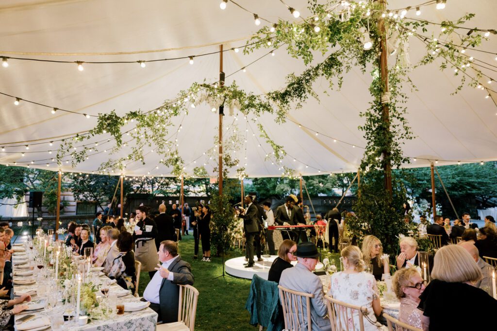 Gorgeous September Wedding at Cooper Hewitt, Smithsonian Design Museum in Manhattan, NY
The breathtaking lawn at the Cooper Hewitt was adorned with a stunning tent and lush greenery. Matching tablecloths and elegant dinnerware were set beneath the tent, creating a sophisticated ambiance. The garden was transformed into a beautiful ceremony space in the heart of Manhattan. Surrounded by towering buildings, it felt almost surreal—a peaceful oasis in the city.
The clinking of champagne glasses and trays of hors d'oeuvres added to the joyous atmosphere as guests savored every moment of the cocktail hour. When the sky darkened, guests moved under the tent for the reception. As night fell, the glow of the candles became warmer and brighter, creating an enchanting setting. The sound of lively conversation and laughter filled the Manhattan air.
Dancing took place inside the historic Cooper Hewitt mansion, where the live band, On The Move Events, delivered an unforgettable performance. Guests enthusiastically filled the dance floor, ending the evening on a high note of celebration and joy.
Thankful for all the wedding vendors that made this day possible:
Planner: @aniwolff_⁠
Venue: @cooperhewitt
Catering: @thomaspretieventstosavor
Tent: @stamford_tent
Lighting: @frostproductionsnyc⁠
Rentals: @sdpr_rentals⁠
Linens: @nuagedesignsinc⁠
Photographer: @heykaris
Videographer: @katiarepinafilms⁠
Florist: @sarahsaundersstudio
Entertainment: @onthemoveevents⁠
Cake: @luckybirdcakes⁠
Officiant: @ourweddingofficiantnyc⁠
Ceremony Strings: @impulsestrings⁠
Stationery: @jensimpsondesign⁠
Favors: @swmsweets
Cooper Hewitt Smithsonian Design Museum Manhattan NY Wedding documented by Karis from Hey Karis New York, Brooklyn, Hudson Valley NY and Catskills NY and NJ Wedding and NYC Elopement Photographer.